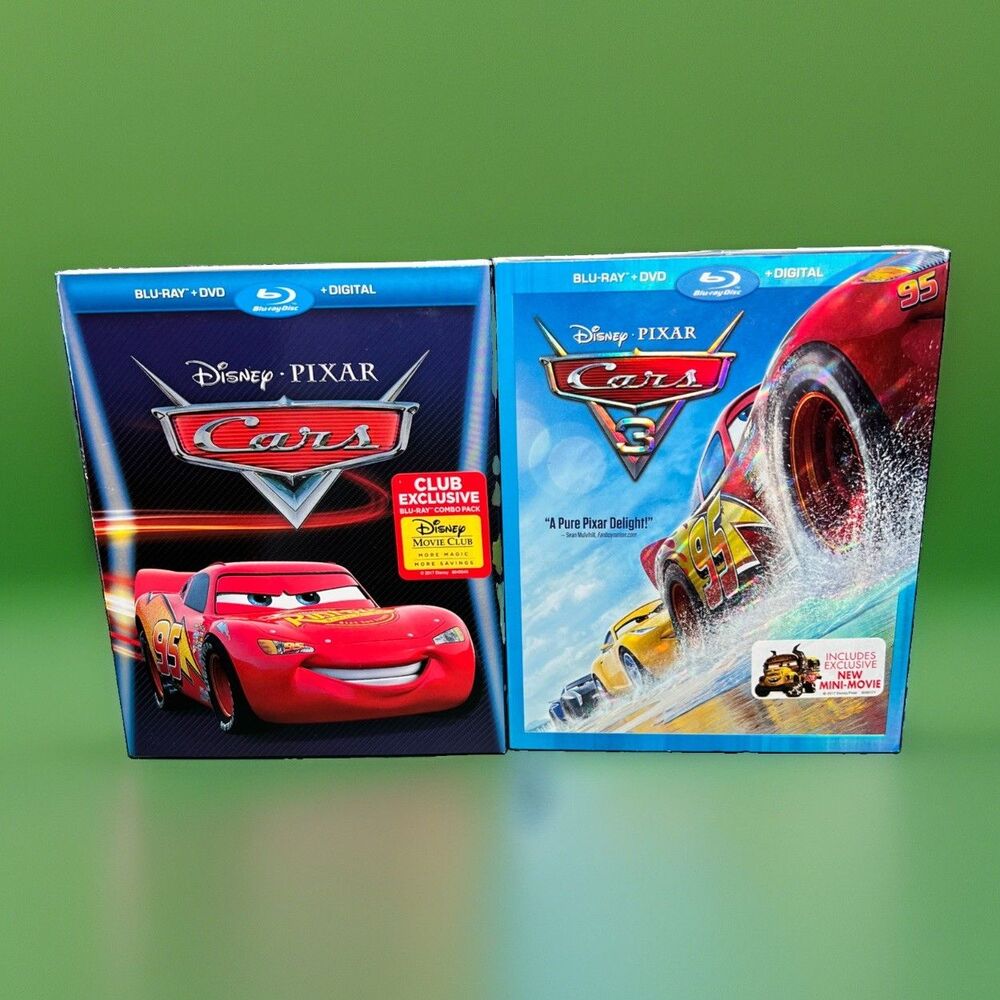 Disney Pixar Cars & Cars 3 Blu-Ray Movie.